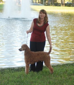 Angie with one of her poodles.