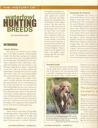 Cooper featured in California Waterfowl Magazine, 2011